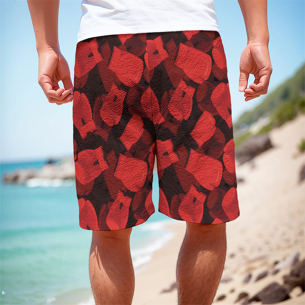 Red Boxing Gloves Pattern Print Men's Cargo Shorts