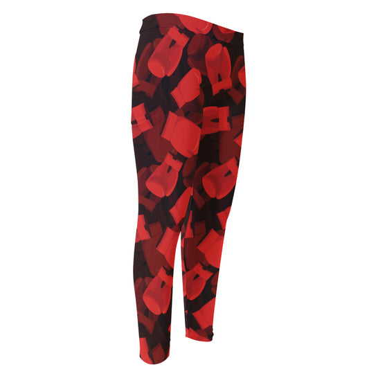 Red Boxing Gloves Pattern Print Men's Compression Pants
