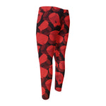 Red Boxing Gloves Pattern Print Men's Compression Pants