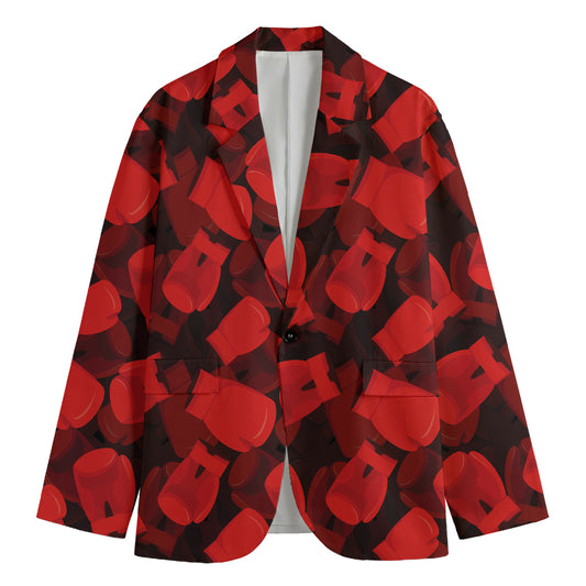 Red Boxing Gloves Pattern Print Men's Cotton Blazer