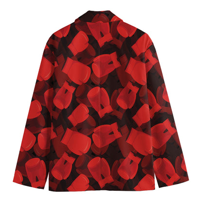 Red Boxing Gloves Pattern Print Men's Cotton Blazer