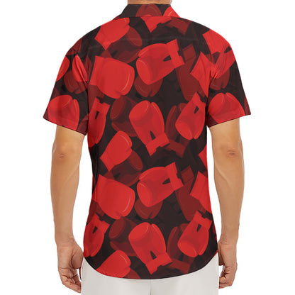 Red Boxing Gloves Pattern Print Men's Deep V-Neck Shirt