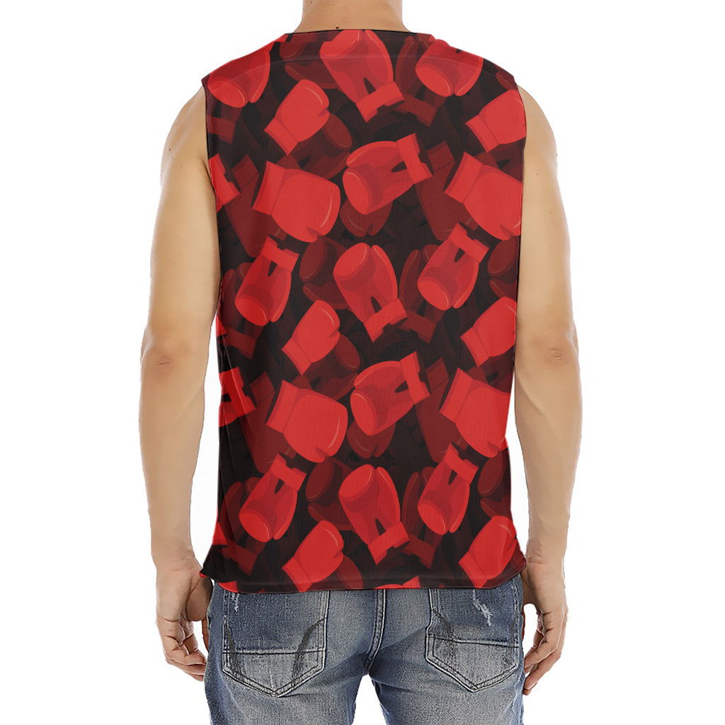 Red Boxing Gloves Pattern Print Men's Fitness Tank Top