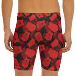 Red Boxing Gloves Pattern Print Men's Long Boxer Briefs