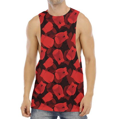 Red Boxing Gloves Pattern Print Men's Muscle Tank Top