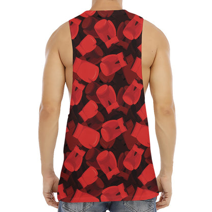 Red Boxing Gloves Pattern Print Men's Muscle Tank Top