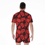 Red Boxing Gloves Pattern Print Men's Rompers