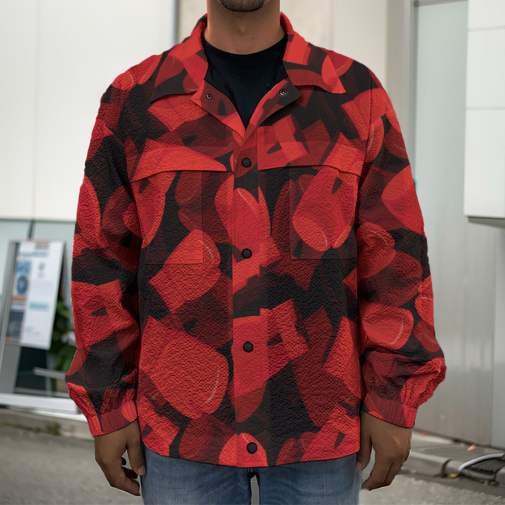 Red Boxing Gloves Pattern Print Men's Shirt Jacket