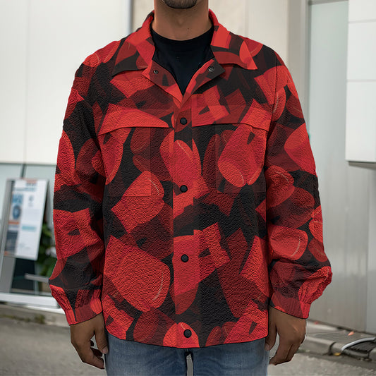 Red Boxing Gloves Pattern Print Men's Shirt Jacket
