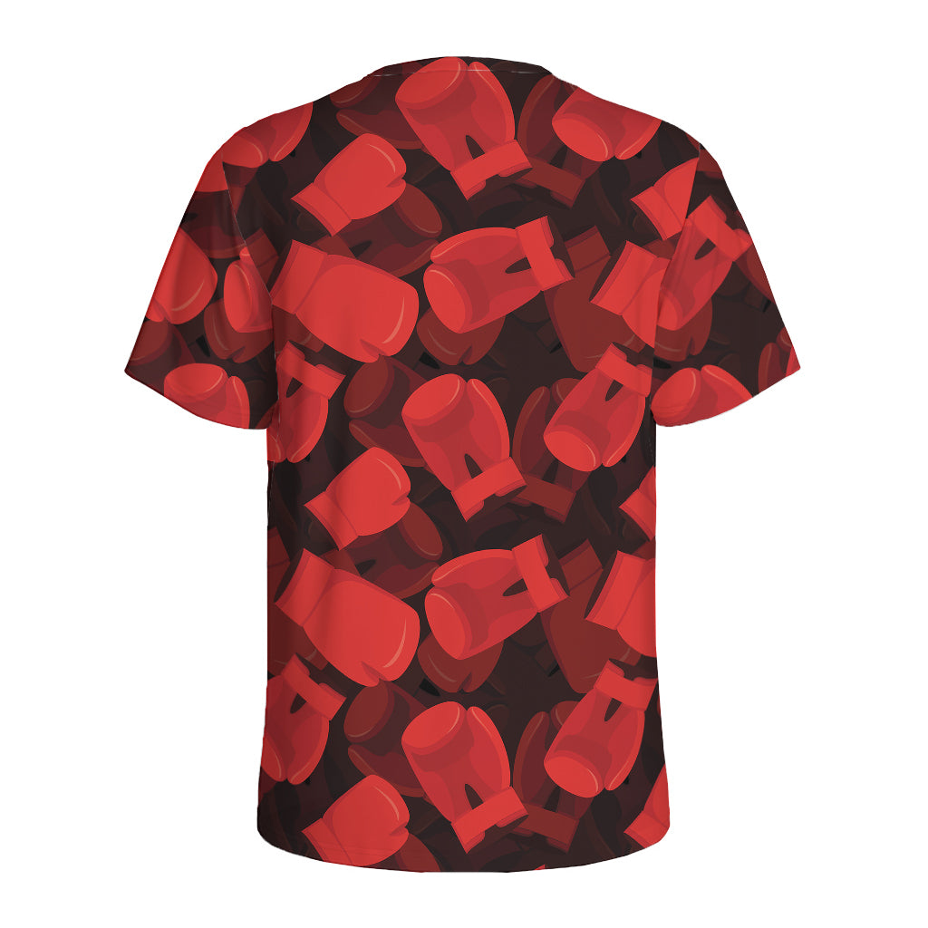 Red Boxing Gloves Pattern Print Men's Sports T-Shirt