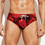 Red Boxing Gloves Pattern Print Men's Swim Briefs
