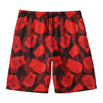 Red Boxing Gloves Pattern Print Men's Swim Trunks