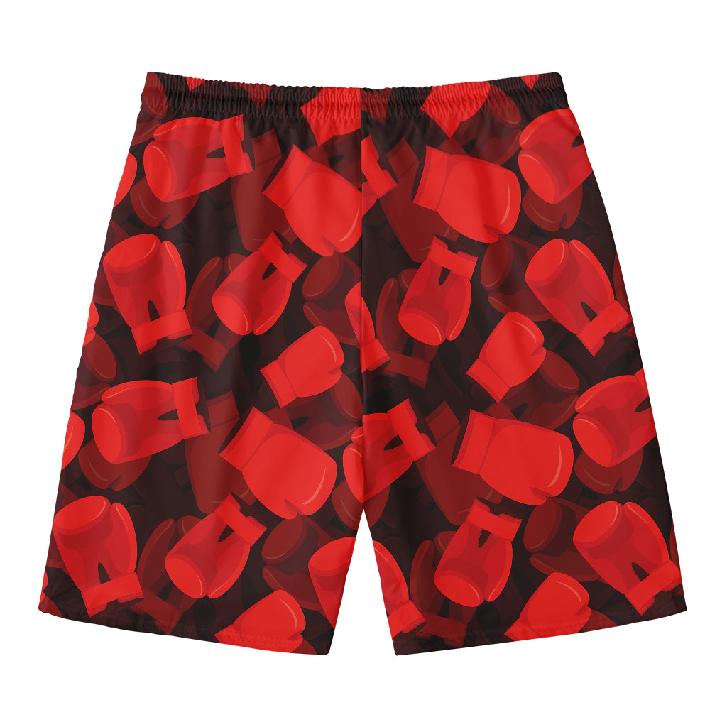 Red Boxing Gloves Pattern Print Men's Swim Trunks