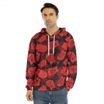 Red Boxing Gloves Pattern Print Men's Velvet Pullover Hoodie