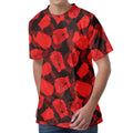 Red Boxing Gloves Pattern Print Men's Velvet T-Shirt