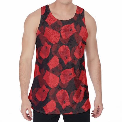 Red Boxing Gloves Pattern Print Men's Velvet Tank Top