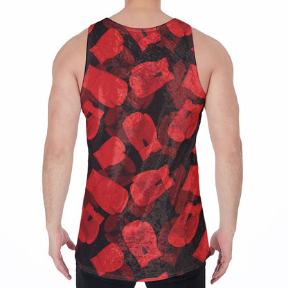 Red Boxing Gloves Pattern Print Men's Velvet Tank Top