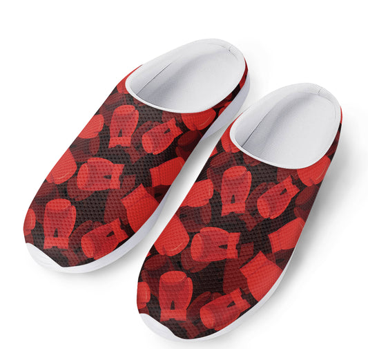 Red Boxing Gloves Pattern Print Mesh Casual Shoes