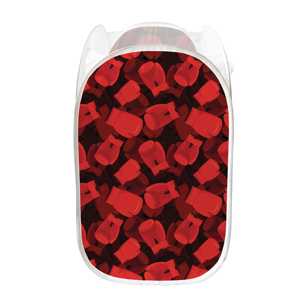 Red Boxing Gloves Pattern Print Mesh Laundry Hamper
