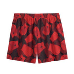 Red Boxing Gloves Pattern Print Mesh Shorts
