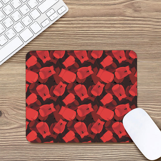 Red Boxing Gloves Pattern Print Mouse Pad