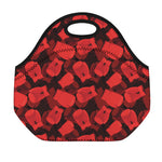 Red Boxing Gloves Pattern Print Neoprene Lunch Bag