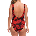 Red Boxing Gloves Pattern Print One Piece Swimsuit