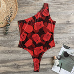 Red Boxing Gloves Pattern Print One Shoulder Bodysuit