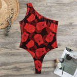 Red Boxing Gloves Pattern Print One Shoulder Bodysuit