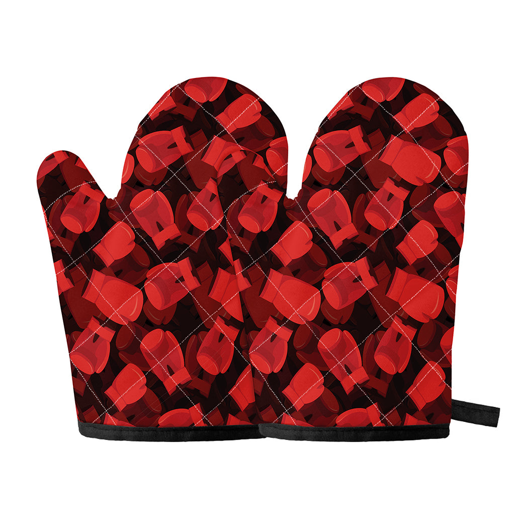 Red Boxing Gloves Pattern Print Oven Mitts