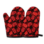 Red Boxing Gloves Pattern Print Oven Mitts