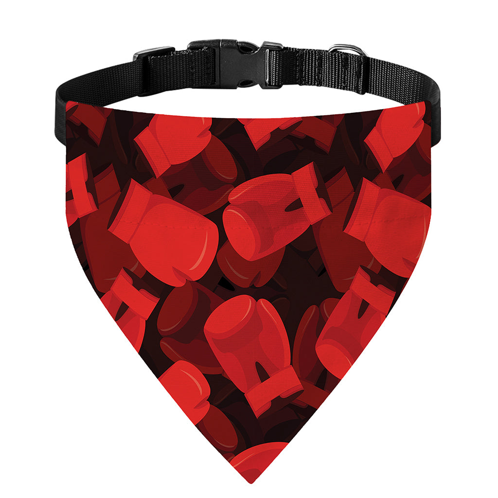 Red Boxing Gloves Pattern Print Over The Collar Dog Bandana