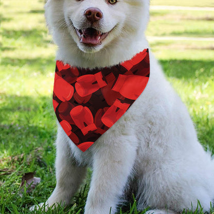 Red Boxing Gloves Pattern Print Over The Collar Dog Bandana