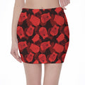 Red Boxing Gloves Pattern Print Pencil Mini Skirt