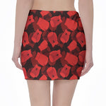Red Boxing Gloves Pattern Print Pencil Mini Skirt