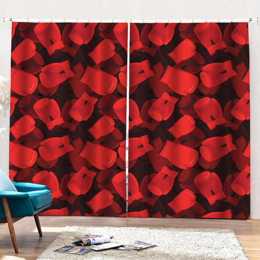 Red Boxing Gloves Pattern Print Pencil Pleat Curtains
