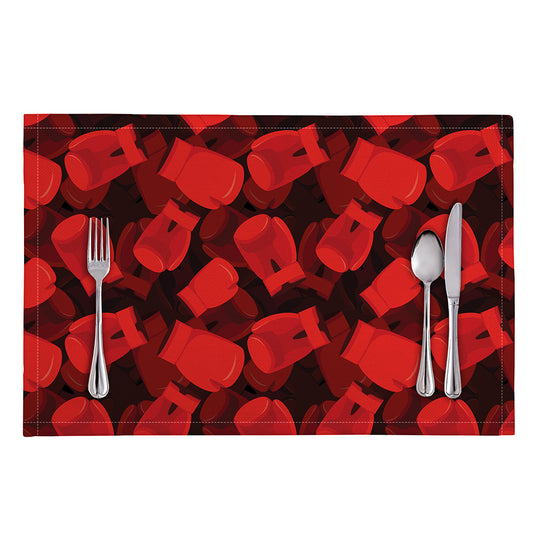 Red Boxing Gloves Pattern Print Placemat