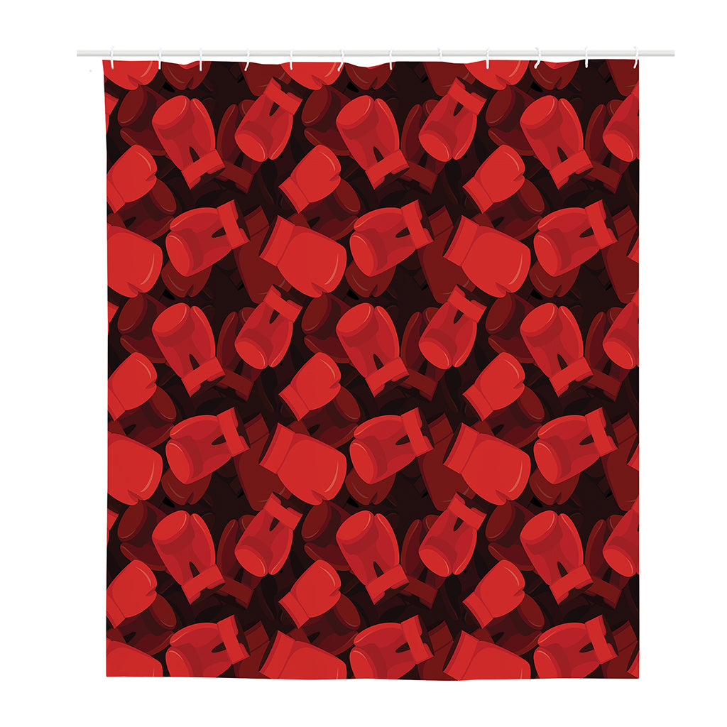 Red Boxing Gloves Pattern Print Polyester Shower Curtain