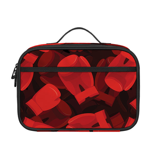 Red Boxing Gloves Pattern Print Portable Lunch Bag