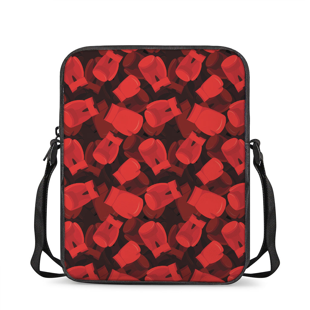 Red Boxing Gloves Pattern Print Rectangular Crossbody Bag