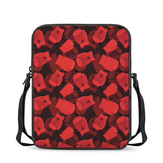 Red Boxing Gloves Pattern Print Rectangular Crossbody Bag