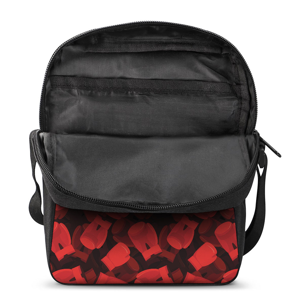 Red Boxing Gloves Pattern Print Rectangular Crossbody Bag