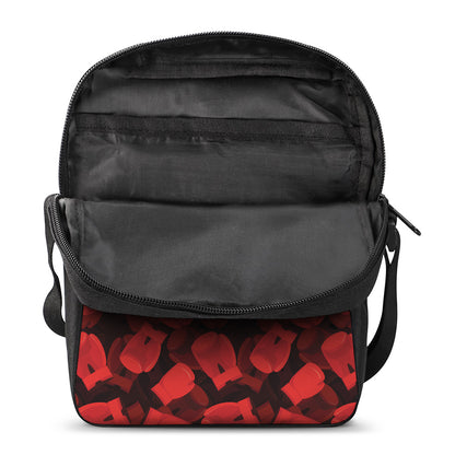 Red Boxing Gloves Pattern Print Rectangular Crossbody Bag