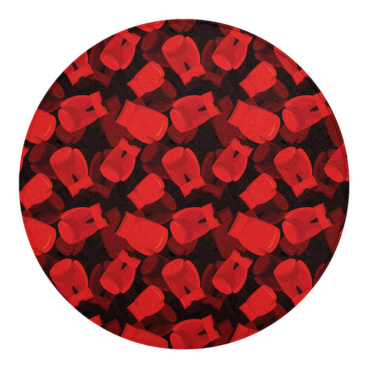 Red Boxing Gloves Pattern Print Round Blanket