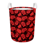 Red Boxing Gloves Pattern Print Round Laundry Basket