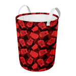 Red Boxing Gloves Pattern Print Round Laundry Basket