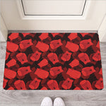 Red Boxing Gloves Pattern Print Rubber Doormat