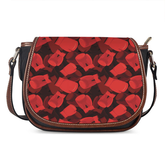 Red Boxing Gloves Pattern Print Saddle Bag