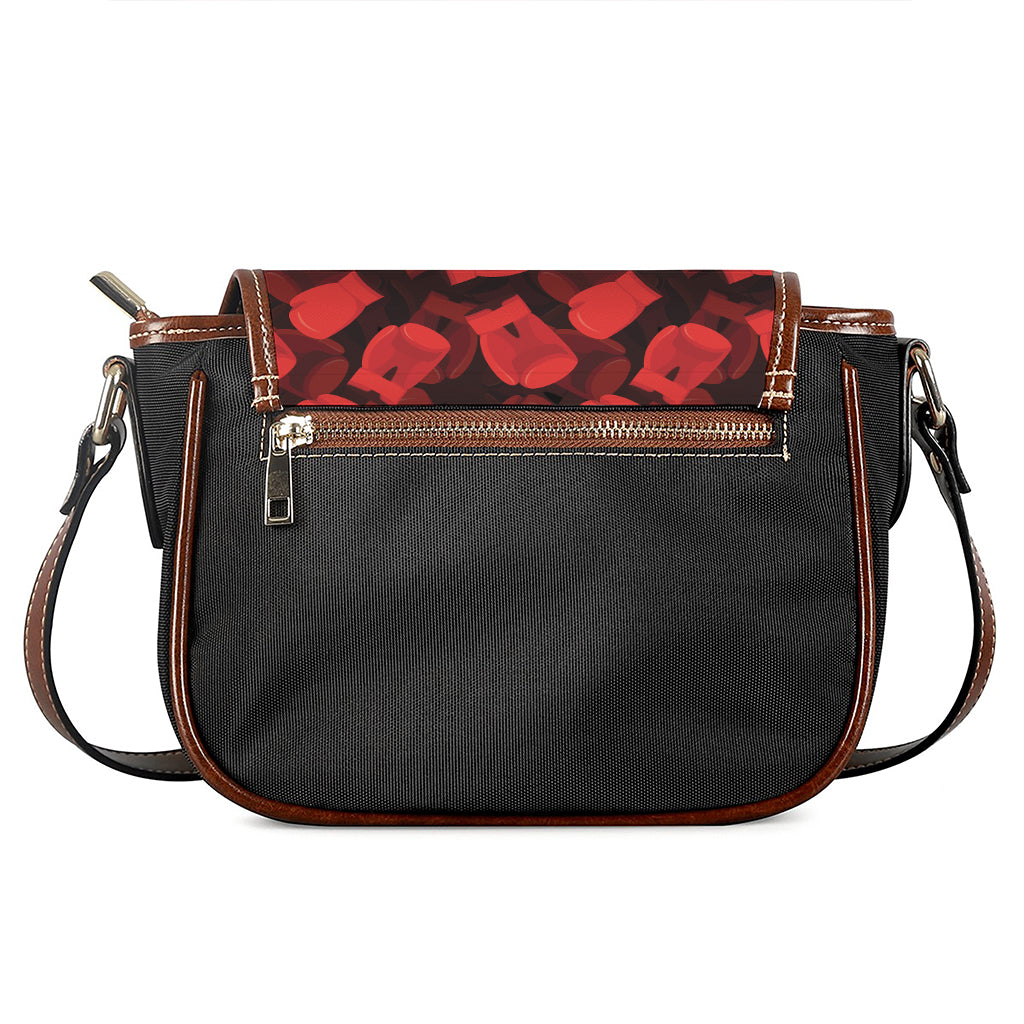 Red Boxing Gloves Pattern Print Saddle Bag
