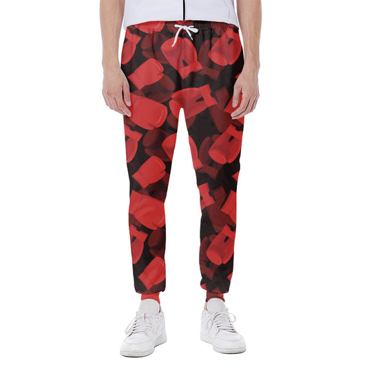 Red Boxing Gloves Pattern Print Scuba Joggers